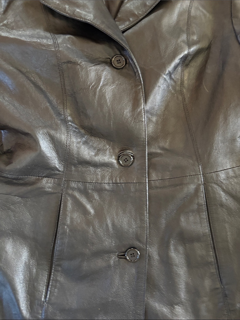 EUC Sonoma Black Leather Button-Front Jacket - Picture 3 of 7